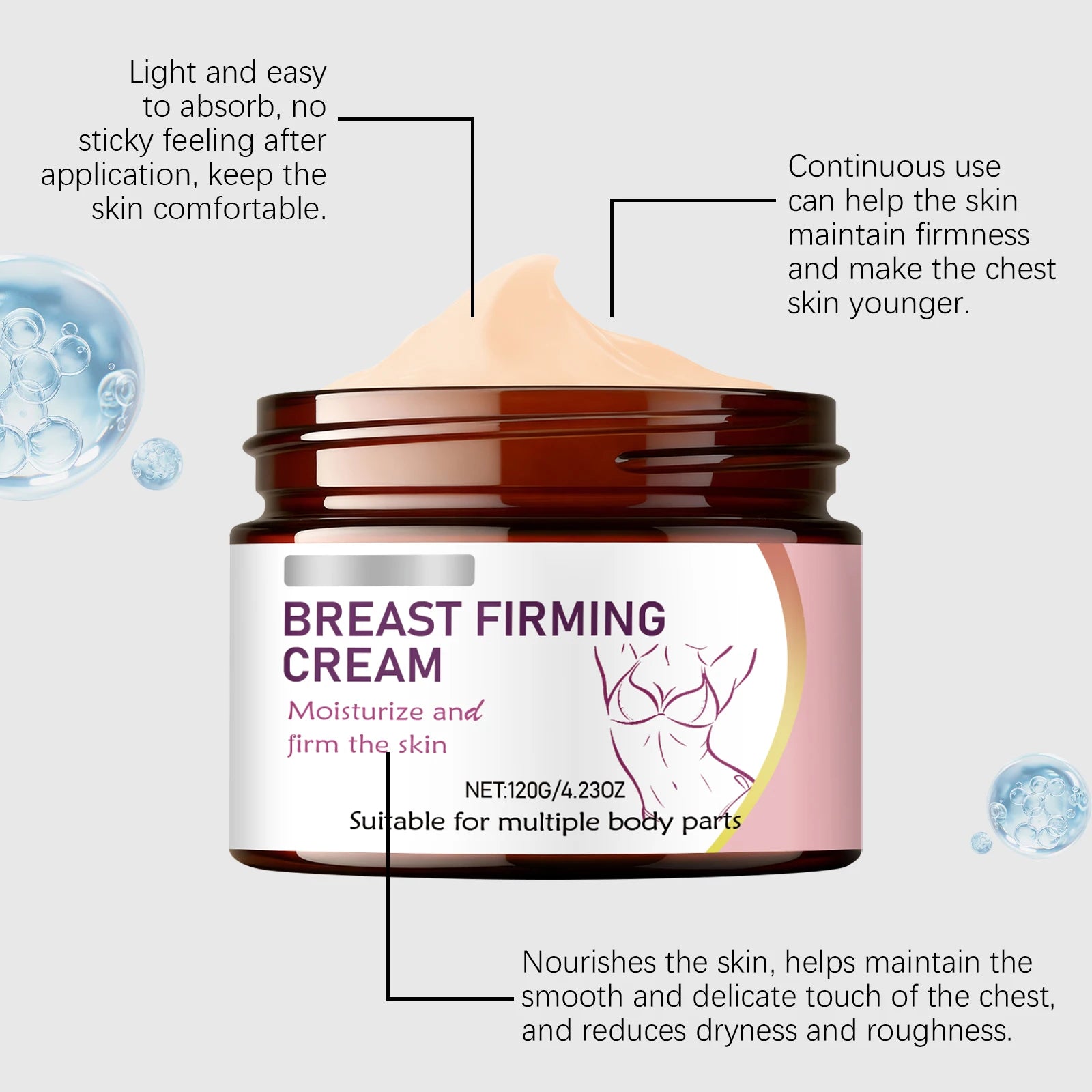 Women's Chest Moisturizing & Firming Massage Cream – 120g Body Firming Cream Zpaxo