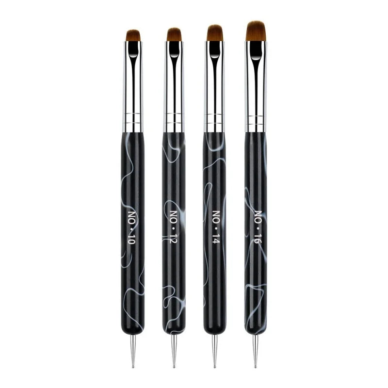 Dual-Ended Nail Art Brushes And Dotting Pens Set, Professional Manicure Detailing Tools, French Nail Art Pen Kit Zpaxo 4PCS Black Set