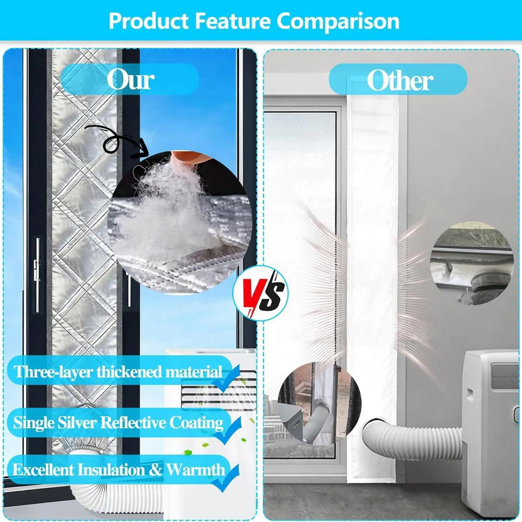 Portable AC Window Sealing Cloth Sunscreen Coating No Drill Mobile