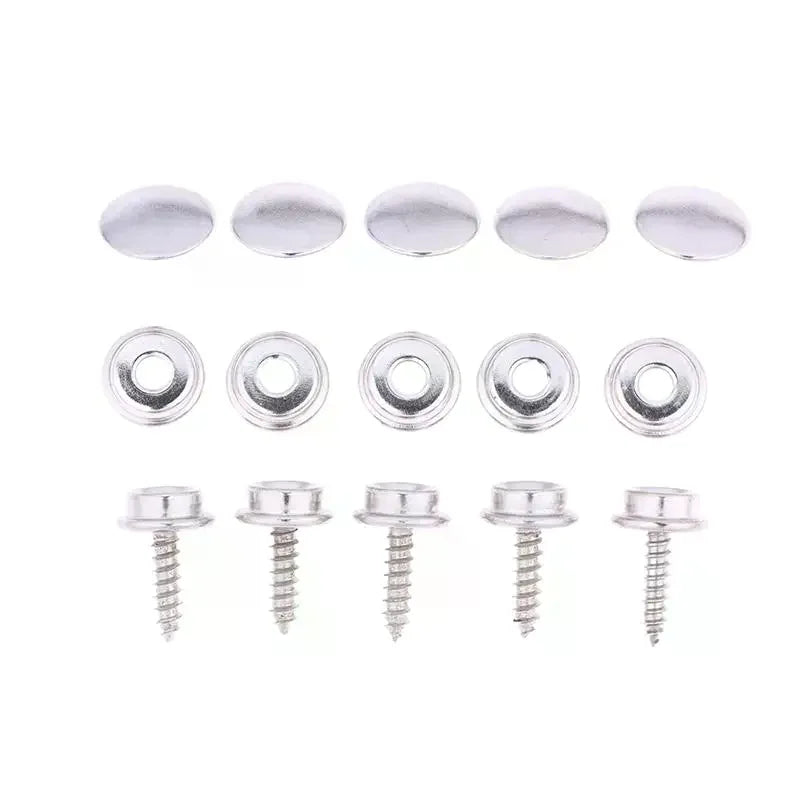 Silver Metal Snap Fastener Screws Nails Set For Tent Boat Yacht Marine Canvas Cover Craft Bags Wallet Fasteners Parts Zpaxo