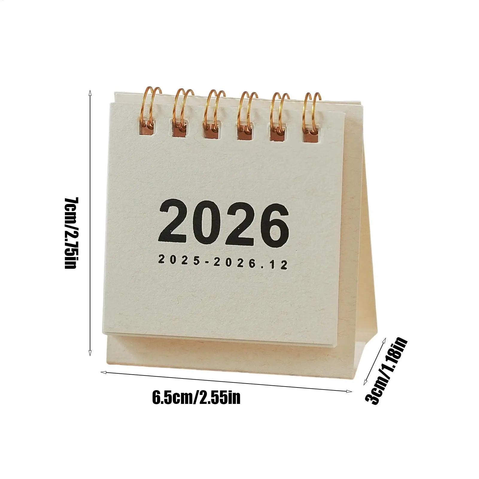 2026 Mini Desk Calendar Jan Dec Coil Daily Scheduler Paper Planner