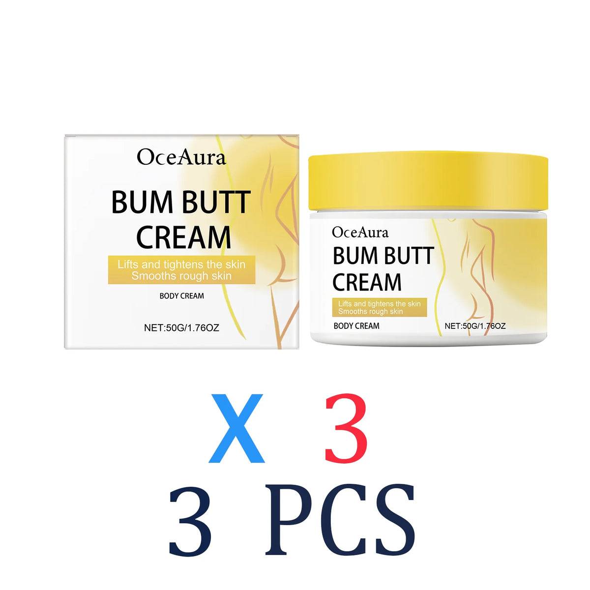 Butt Lift Cream Firming & Hydrating Cream for Buttocks Anti-Cellulite Treatment Tightening Smoothing Cream with Collagen Retinol Zpaxo 3 Pcs