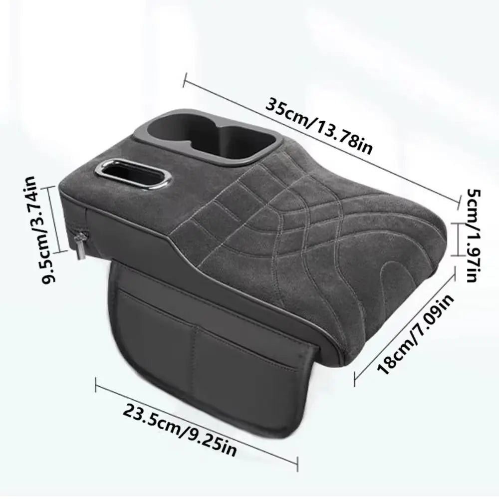 Velvet Surface Center Console Armrest Cushion Cup Holder Side Storage Zpaxo
