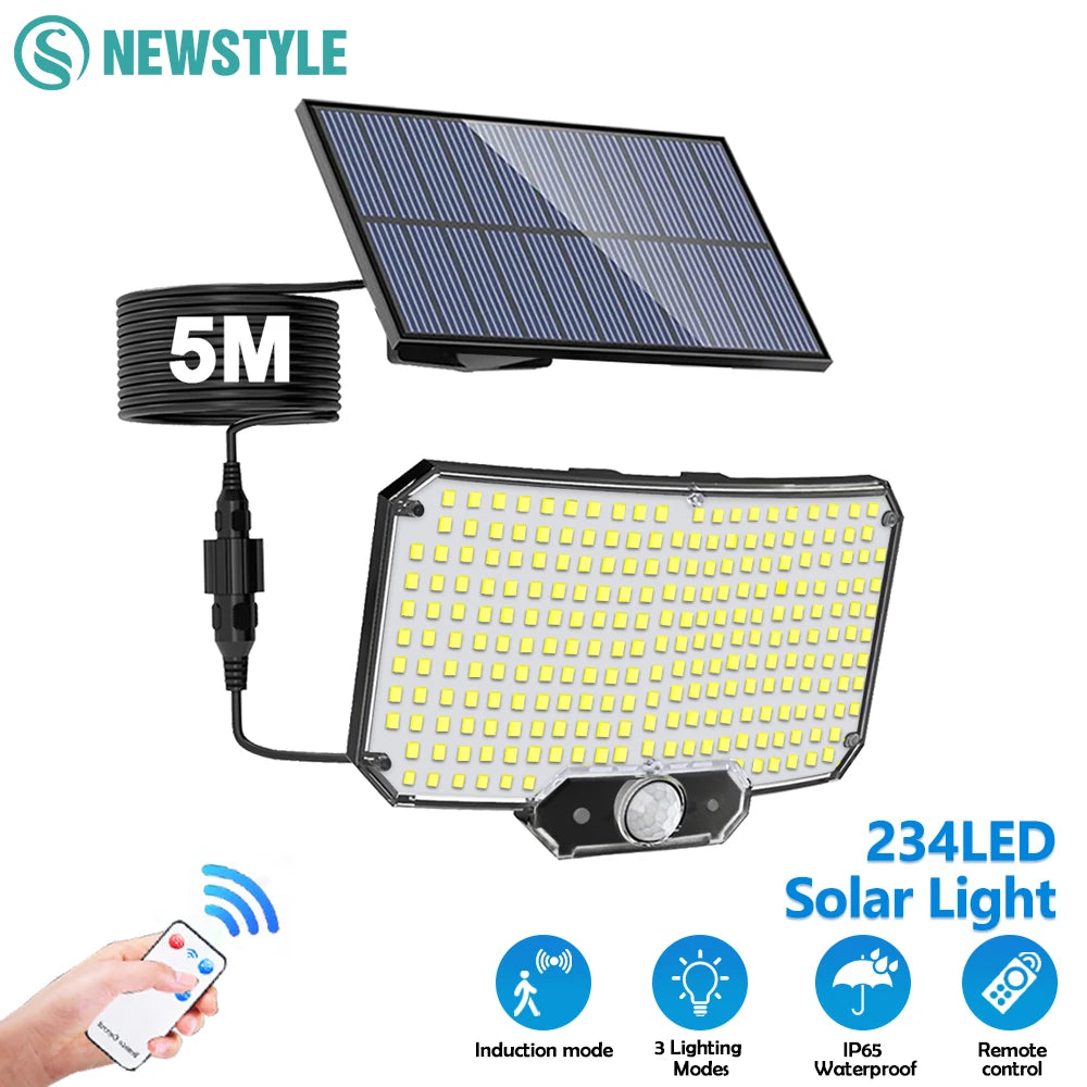 234LED Solar Outdoor Lights Motion Sensor Super Bright Solar Flood Lights Remote Wall Lights Waterproof 3 Modes Patio Garden Gar Zpaxo