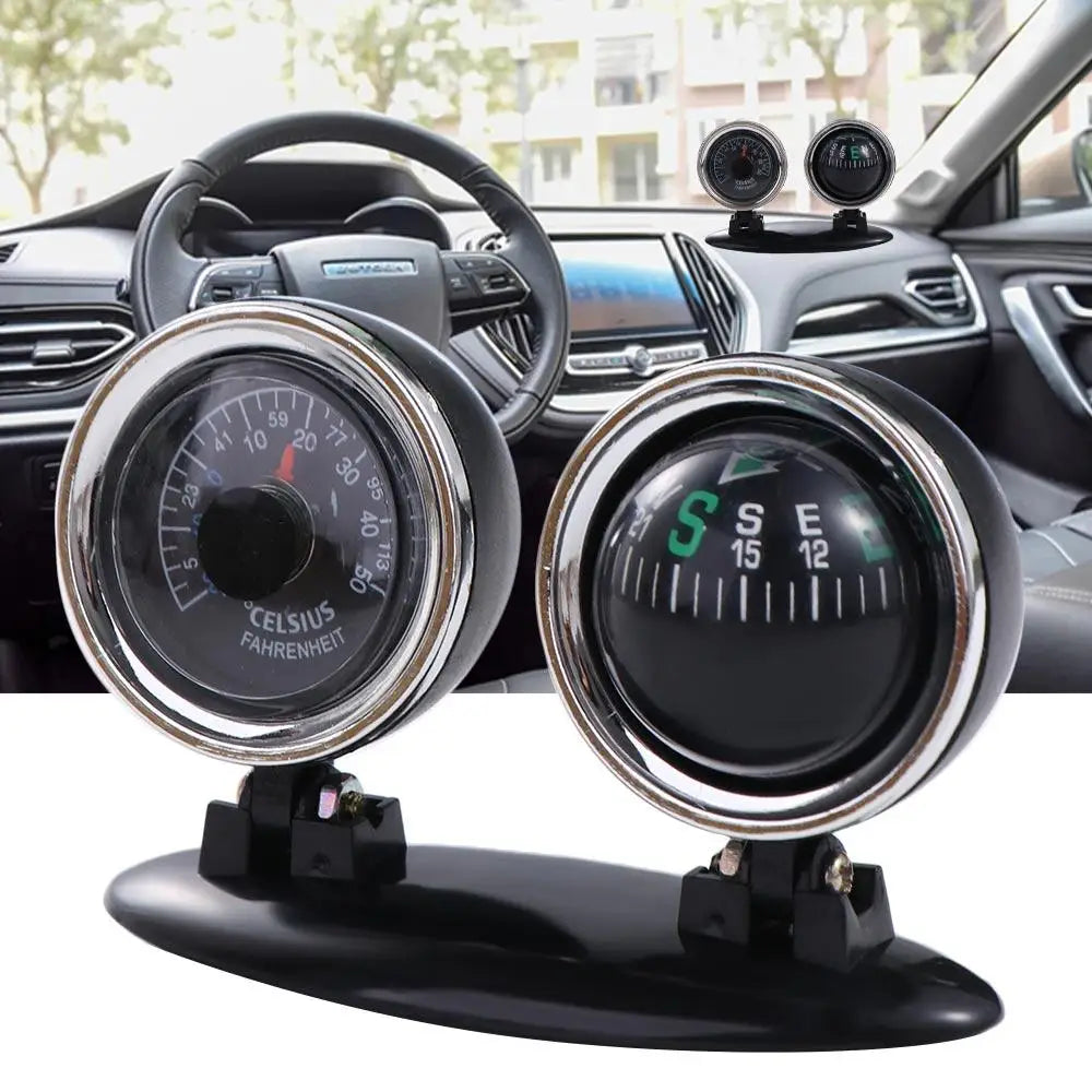 Dashboard Guide Ball Car Compass Navigation Tools Auto Ornament Vehicle Compass Direction Plastic Car Thermometer Zpaxo