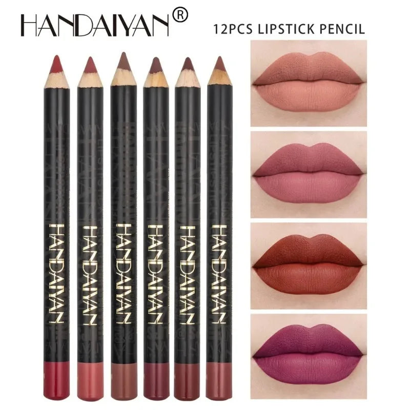 12 Colors Waterproof Lip Liner Nude Matte Brown Lipstick Pencil