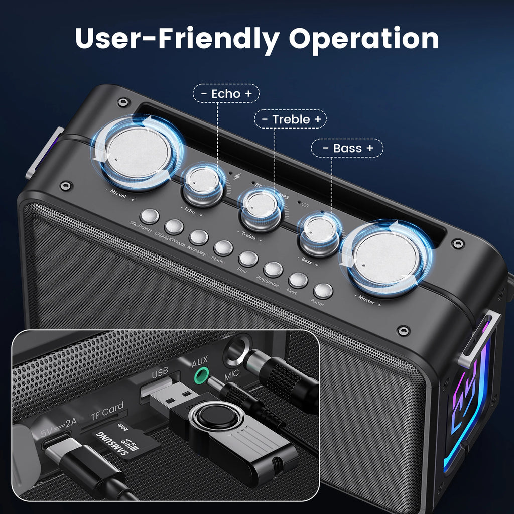MS81 Karaoke Machine Portable Bluetooth 5 3 Speaker 2 Wireless Zpaxo