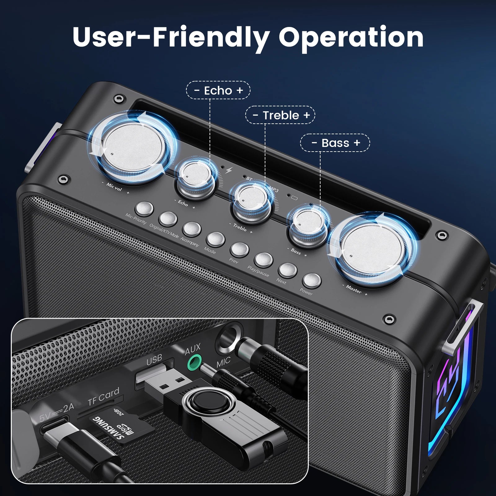 MS81 Karaoke Machine Portable Bluetooth 5 3 Speaker 2 Wireless Zpaxo