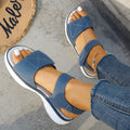 Trend Women Casual Sandals Summer Retro Flat Open Toe Outdoor Shoes Comfortable Lightweight Shoes Wedge Platform Sandals Female Zpaxo Blue 39