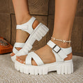 2025 Women Sandals Outdoors Thick Heel Buckle Solid Shoes Non-slip Zpaxo WHITE 43