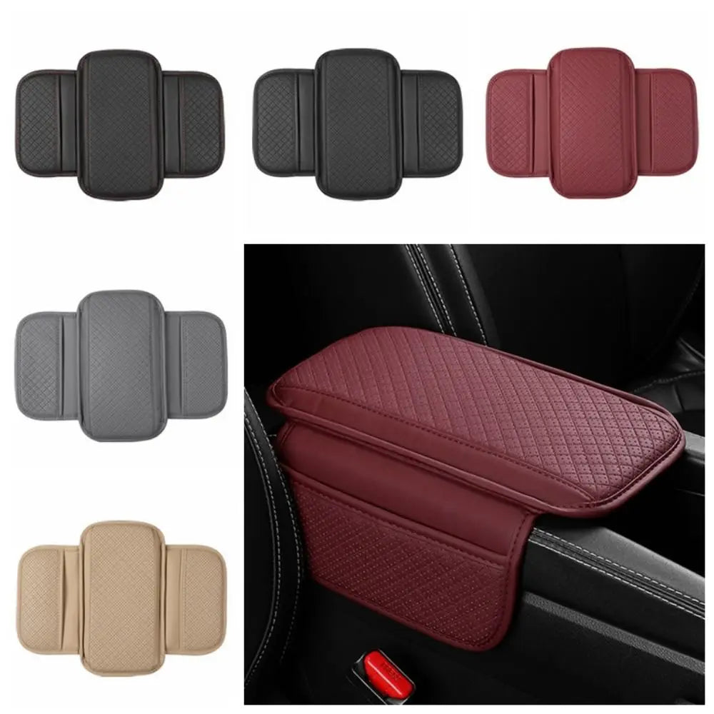 Universal Auto Armrest Pad PU Leather Anti Slip Center Console Cushion Waterproof with Storage Pocket Arm Rest Protector Mat Zpaxo