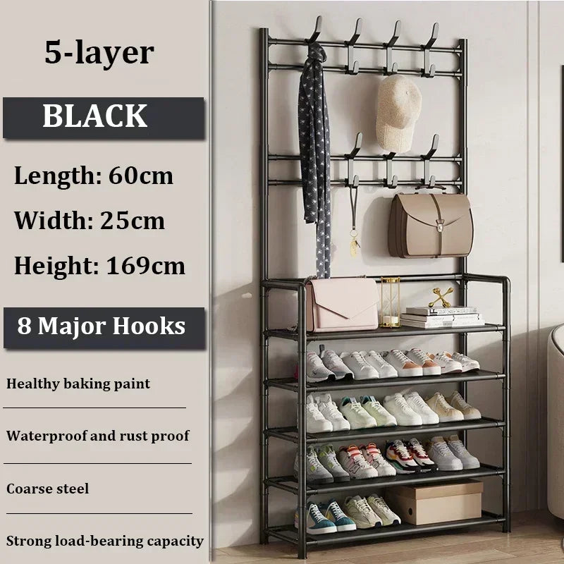 Multi-layer Shoe Rack Shelf Floor Standing Coat Racks Assemble Cloth