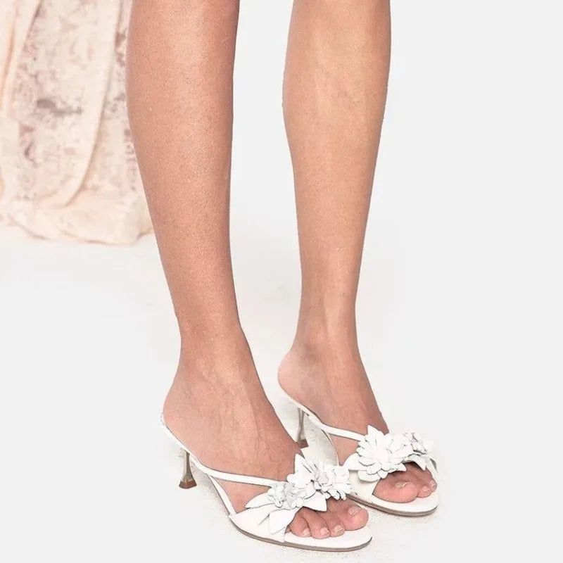 Women Sandals Sexy Concise Summer High Heels Sandals Trend Outdoor Round Head Flower Shoes for Women Lightweight Luxury Shoes Zpaxo