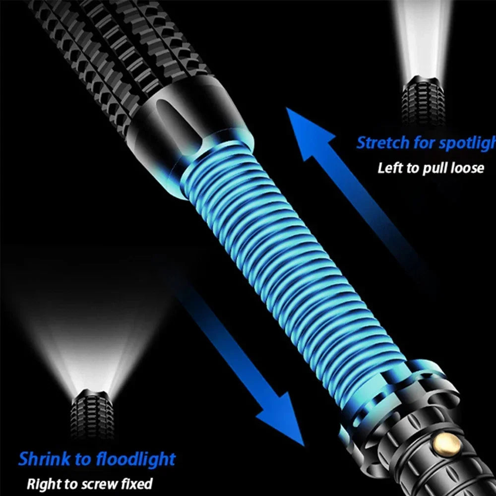 Tactical LED Flashlight – Telescopic Zoom, 3 Modes, Aluminum Alloy