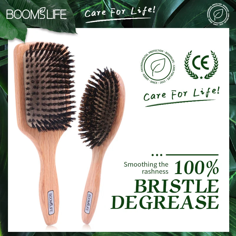 Brosse Cheveux Femme Boar Bristle Hair Brush Women Combs for Hair Detangle Brush Wood HairBrush Barber Comb Scalp Massage Brush Zpaxo