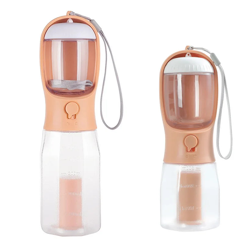 1 Dog Water Bottle Poop Bag Dispenser Portable Pet Feeder Cat Bowl Zpaxo orangepink 300ML