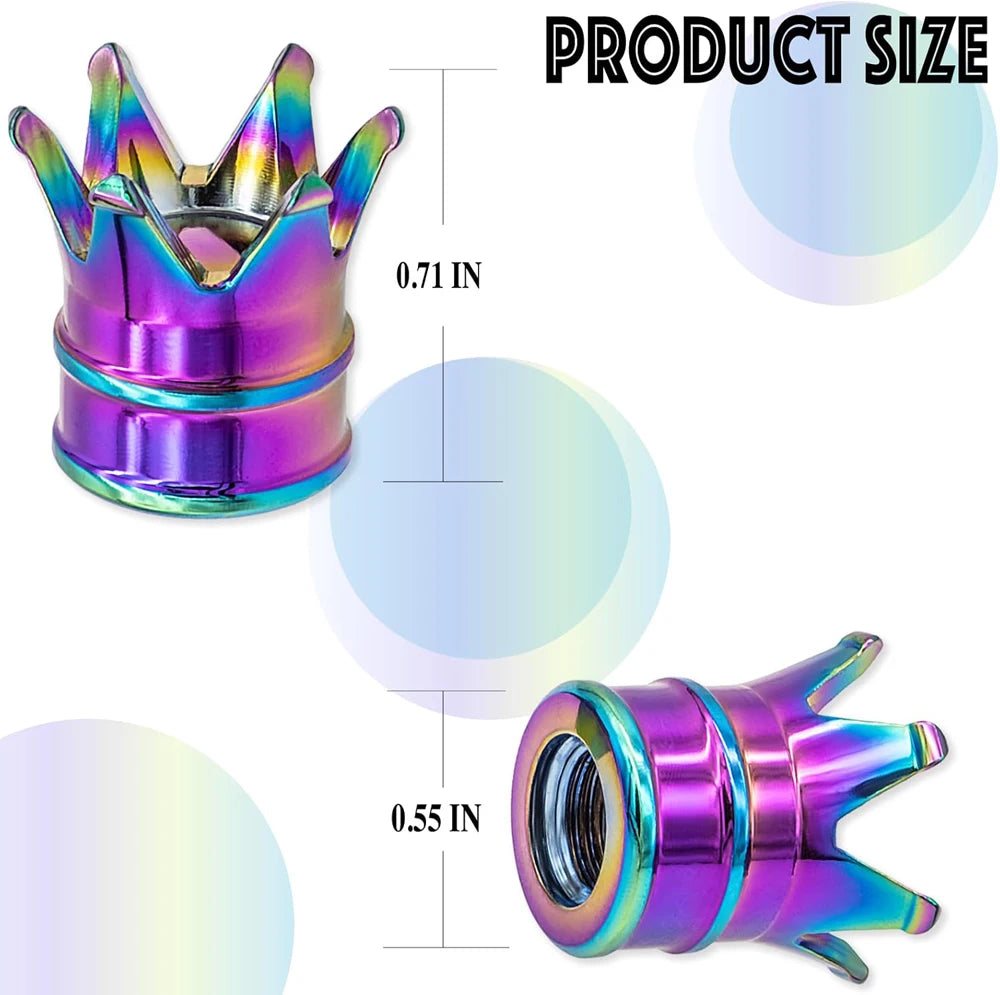 4-Pack Crown Aluminum Tire Valve Stem Caps – Dustproof & Stylish
