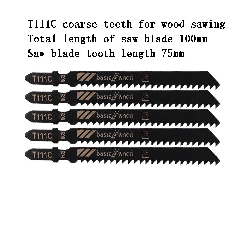 5Pcs JigSaw Blades Curve Cutting Jigsaw Blades Woodworking Saw Blades for Wood Fast Cutting Tools Jig Saw Blade Tool Accessories Zpaxo T111C 1pack