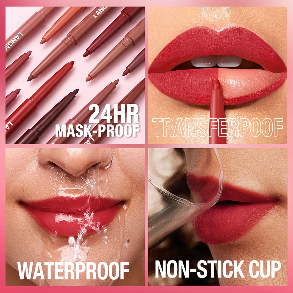 LANGMANNI Sexy Velvet Matte Lip Liner Pen Waterproof Silky Natural Contour Non-Stick Cup Makeup Lipstick Pencil Lasting Cosmetic Zpaxo