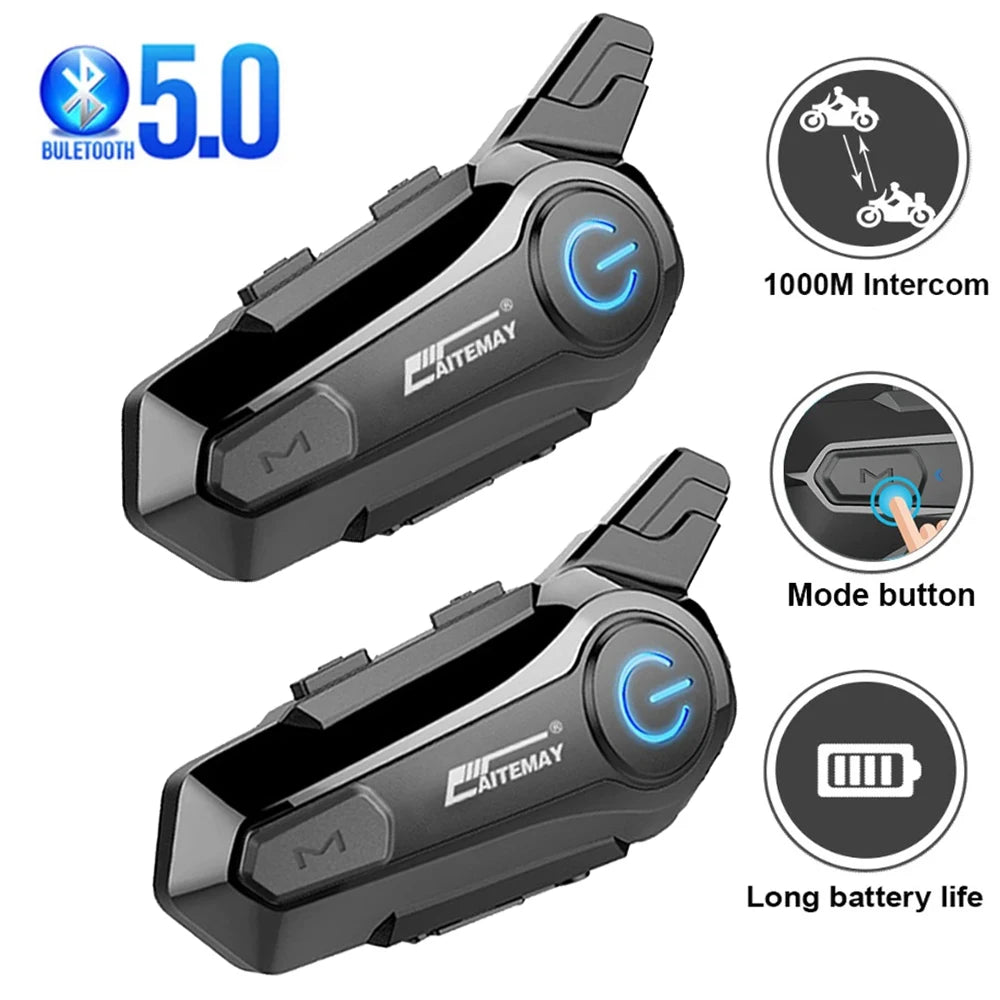 Bluetooth Headphone Motorcycle Helmet Intercom Headset 1000M 2 Rider