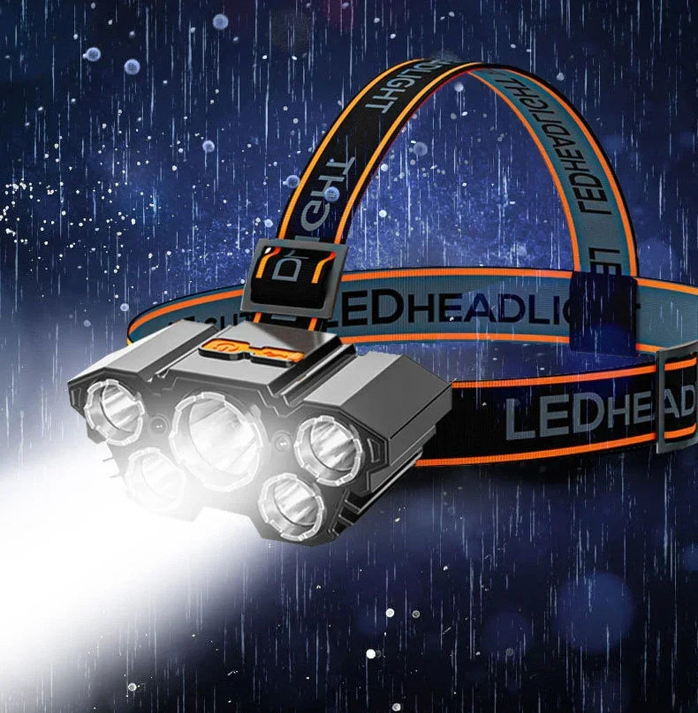 5 LED Rechargeable Headlamp | 10W Waterproof Camping Headlight