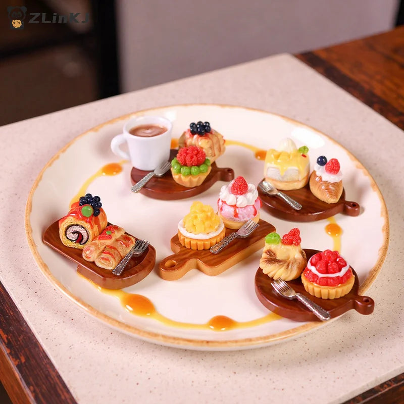 ▶Random 2Pcs/set Dollhouse Mini Cake Dessert Model Dollhouse Mini Kitchen Decoration Dolls House Accessories Pretend Play Toys Zpaxo Default Title