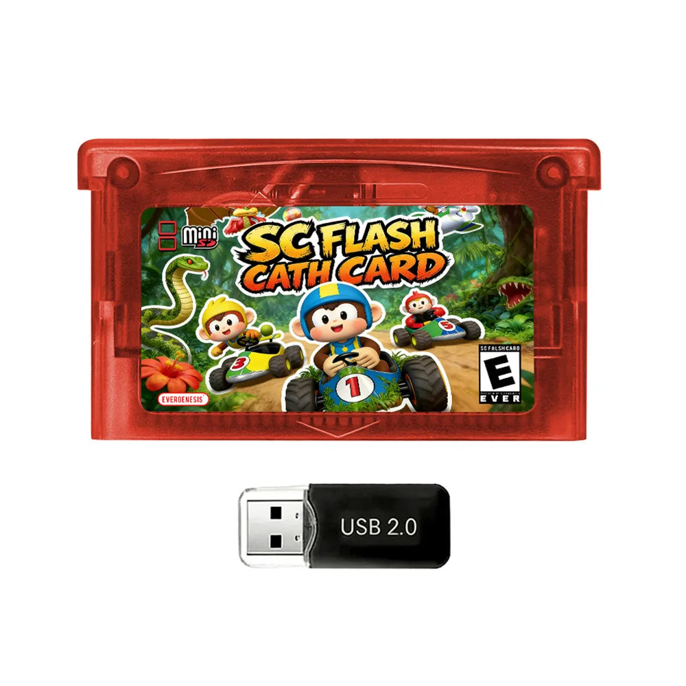 5000 in 1 Retro Games Cartridge New SCFW V2.0 GBA Flash Card with 8G TF Card RTC Flash for GBA/GBA SP/NDS Handheld Game Console Zpaxo Red No 8G
