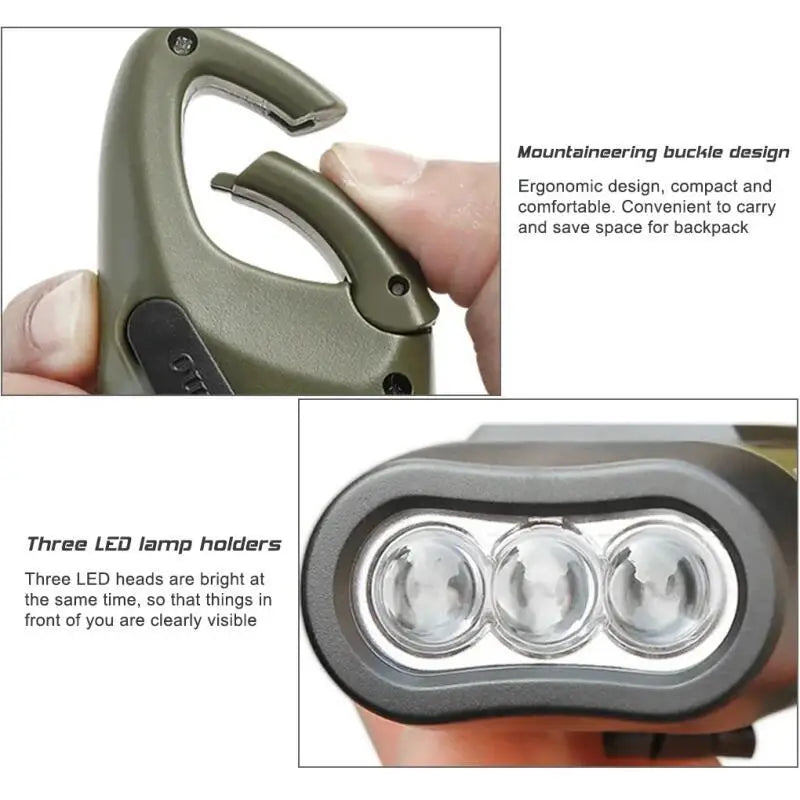 Hand Crank Solar Powered Rechargeable LED Flashlight Survival Gear