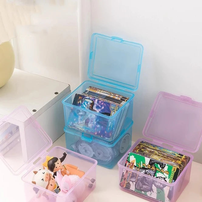 Plastic Transparent Stationery Box Desk Organization Small Card Zpaxo