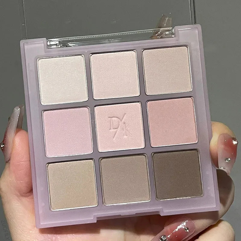 DIKALU Nine-color Eyeshadow Palette Rose Pink Pearly Matte Glitter Zpaxo