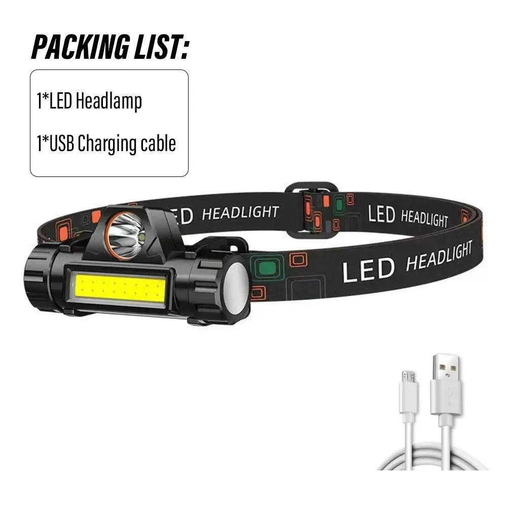 Rechargeable XPE COB LED Headlamp – Fishing, Camping & Work