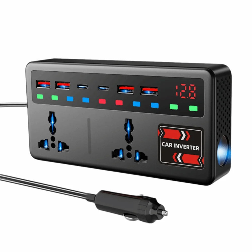 12V 24V DC220V Car Inverter Power Adapter 200W Converter Multi Zpaxo Black