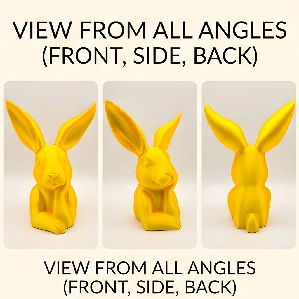 Creative 3D Printed Golden Thinking Rabbit Figurine Modern Desktop