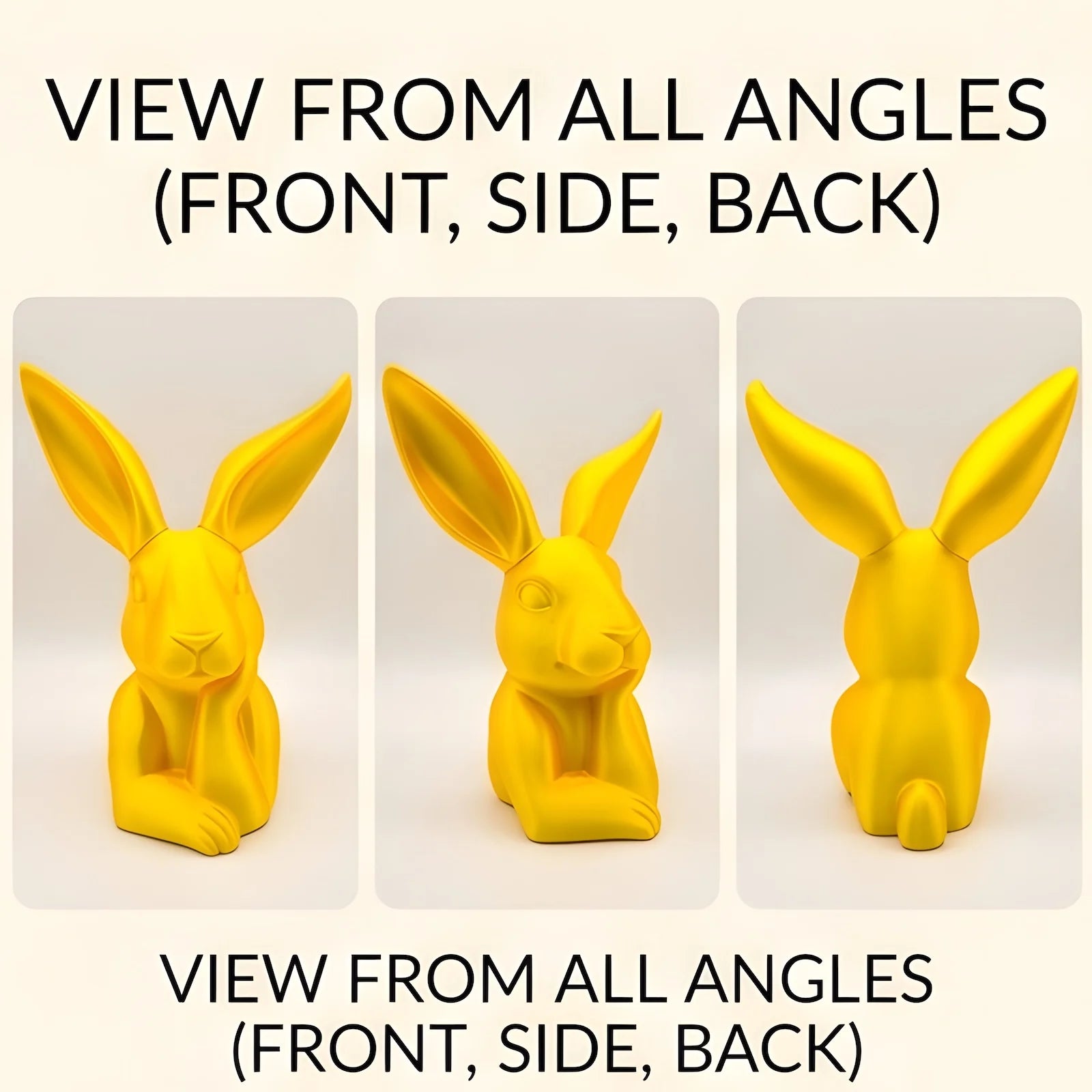Creative 3D Printed Golden Thinking Rabbit Figurine Modern Desktop