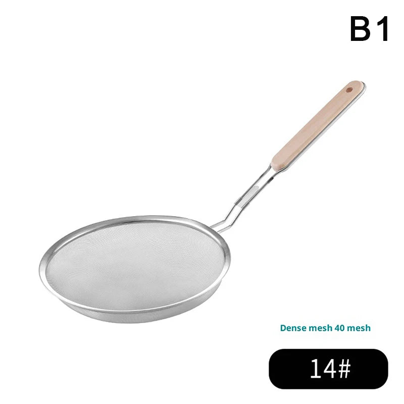 Oil Pot Food Filter Wooden Handle Stainless Steel Colander Pasta Noodle Strainer Skimmer Spoon Strainer Cooking Kitchen Utensils Zpaxo B1
