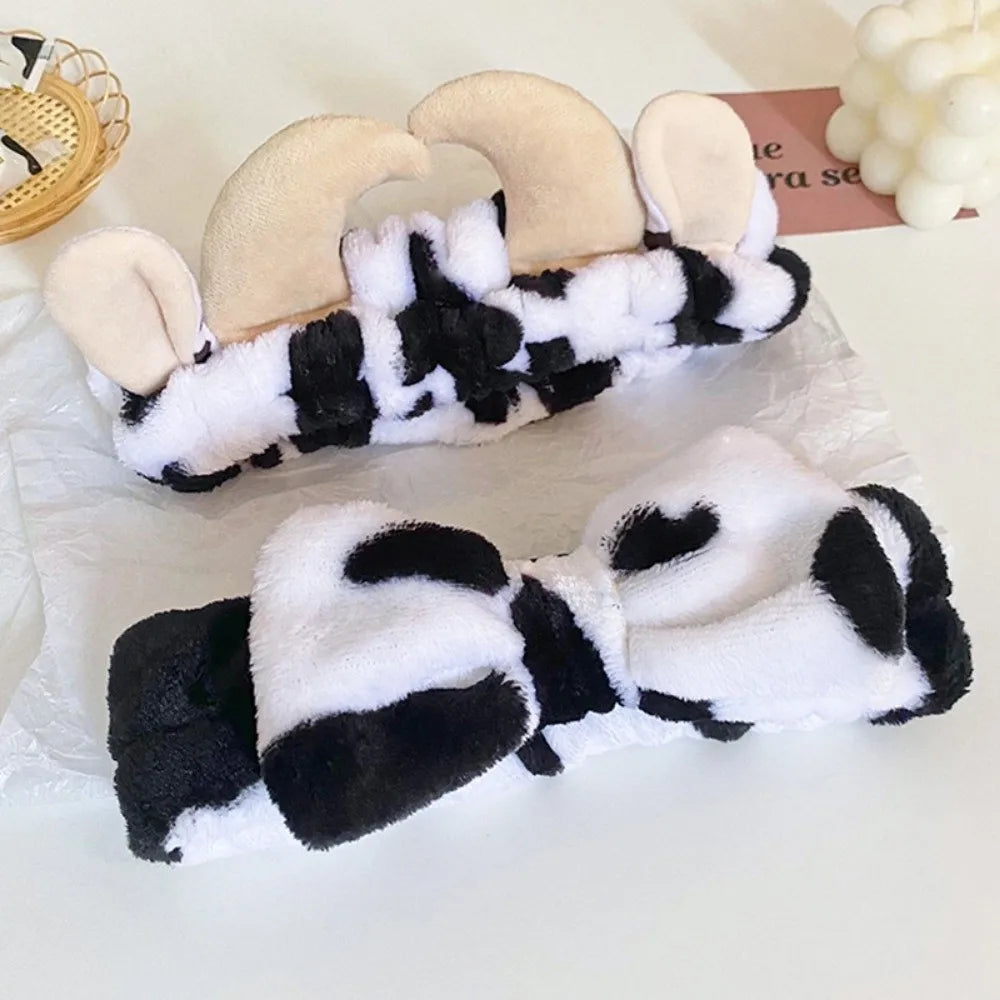 New Cow Patterned Wash Face Headband Cartoon Hair Bands Non-slip Hair Hoop Women Zpaxo