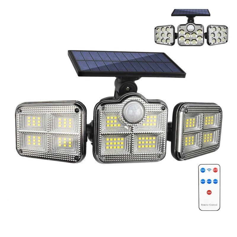 Solar 3-Head LED Outdoor Wall Lamp | Motion Sensor IP55 Solar Outdoor Wall Light Zpaxo