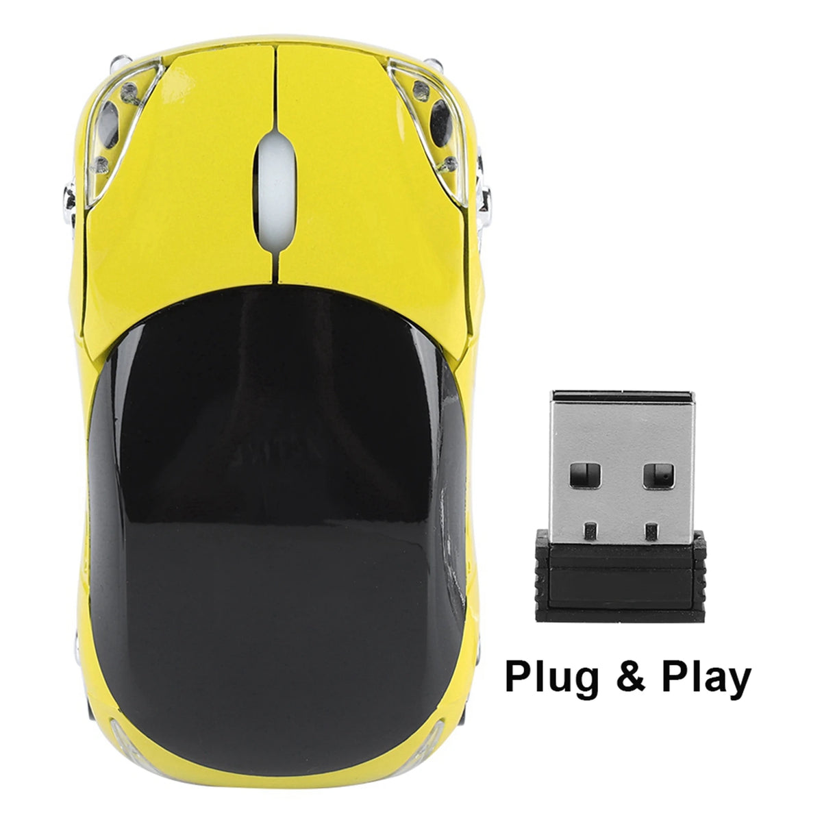 Car Mouse Wireless Optical 1600DPI Mac ME Windows Tablet Gaming Office Zpaxo YELLOW