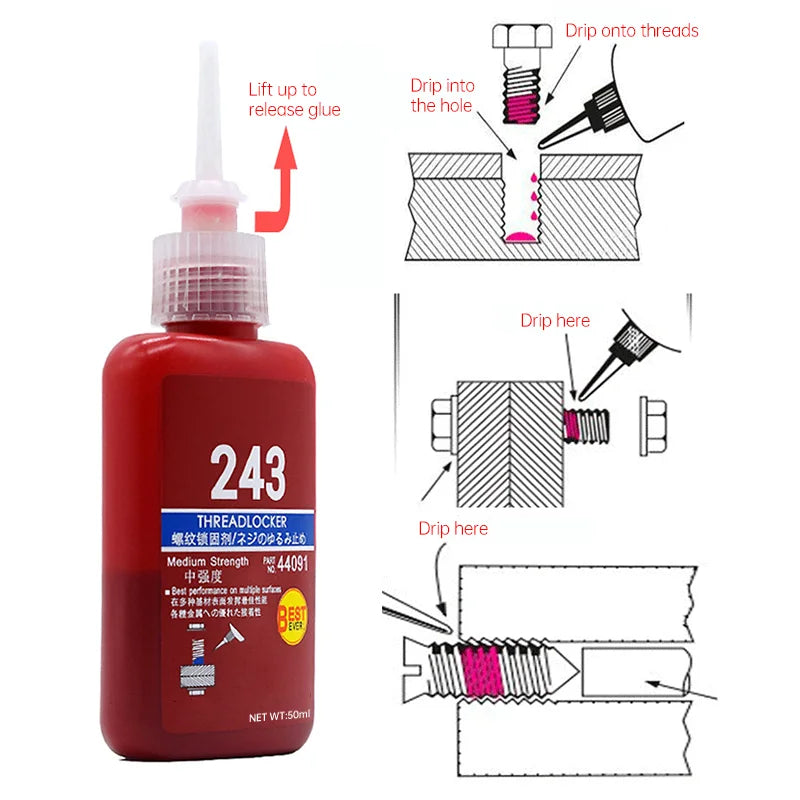 Threadlocker 222 242 243 263 271 272 290 Quick Drying Liquid Powerful