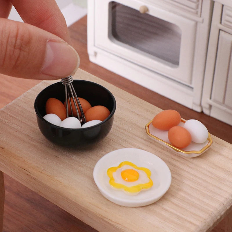 Miniature Frying Pan Egg Beater Bowl DIY Dollhouse Decor Simulation Zpaxo