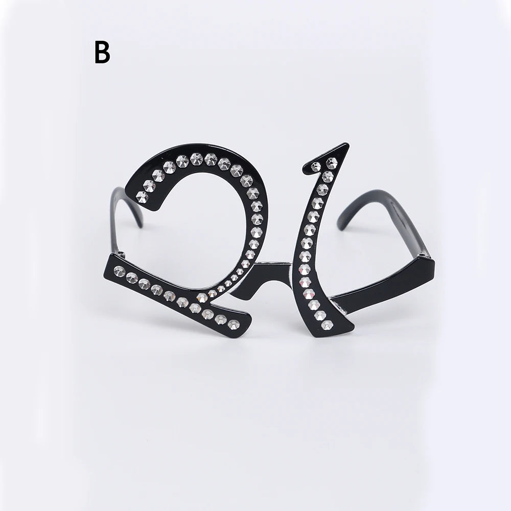 Birthday Rhinestone Number Glasses 18th 21th 30th 40th 50th 60th 80th Birthday Sunglasses Celebration Decoration Party Favors Zpaxo Number 21
