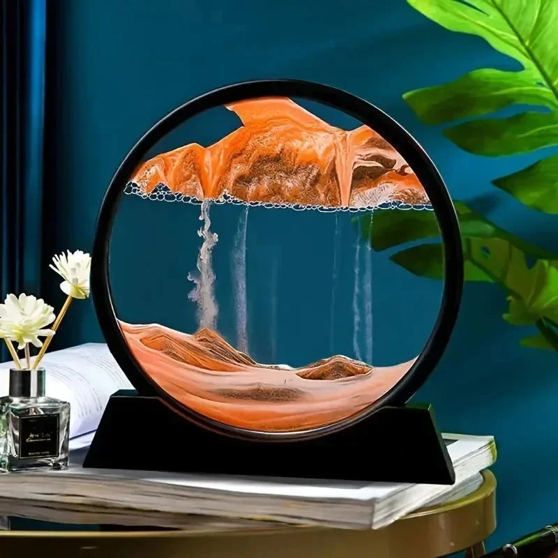 3D Hourglass Quicksand Round Glass Deep Sea Sandscape Moving Sand Art