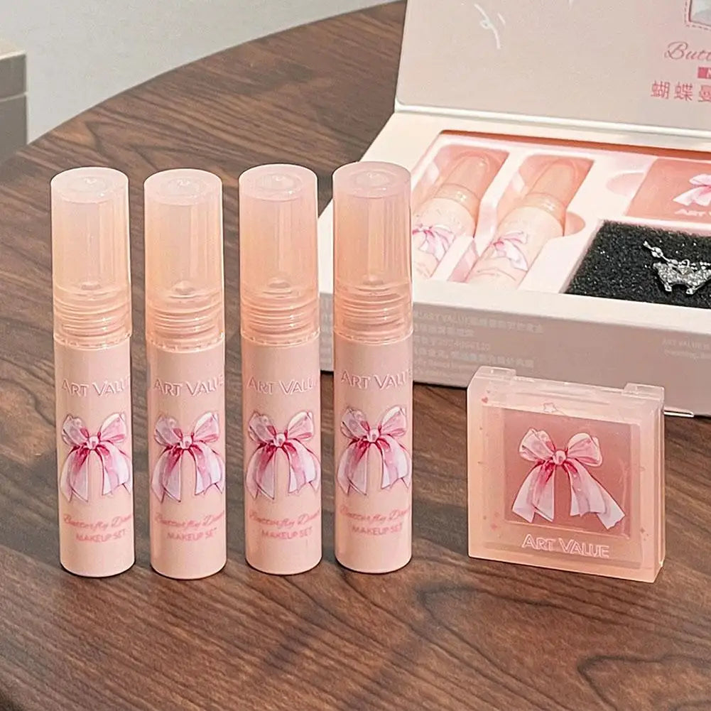 4 Lipstick + Powder Blusher Cosmetics Gift Box Set Cosmetics Gift Set Zpaxo