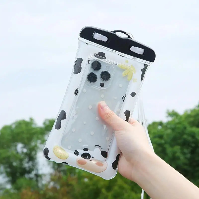 Cartoon Full View Waterproof Case Phone Underwater Snow Rainforest Zpaxo Cow
