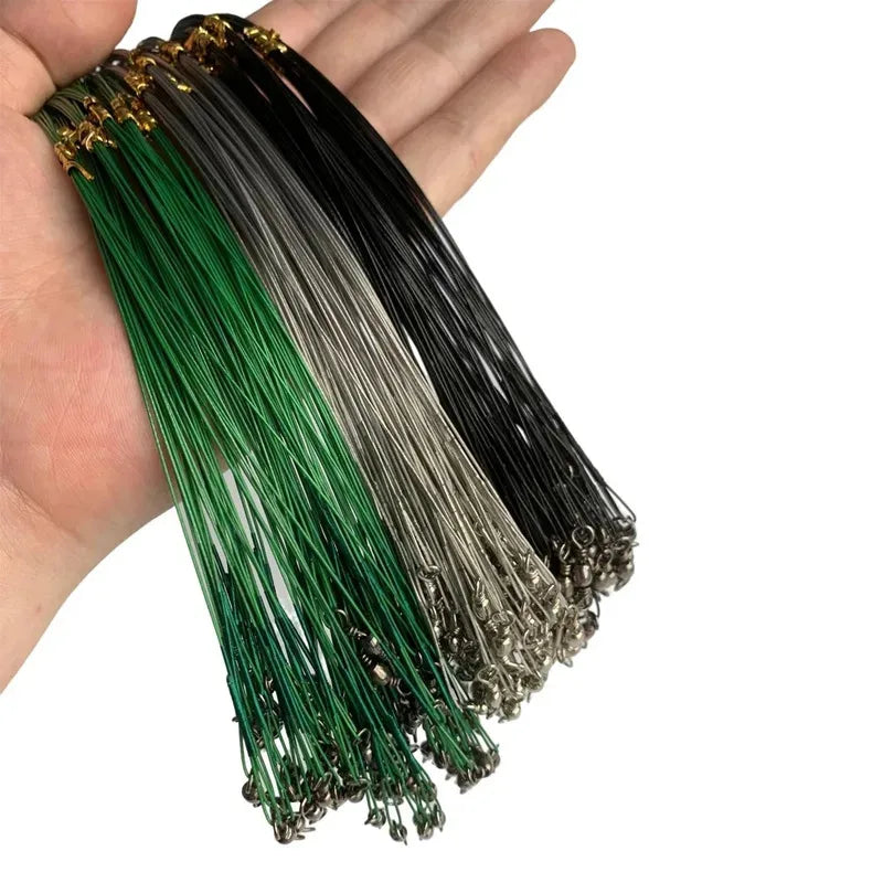 Steel Wire Fishing Leaders with Swivel – Anti-Bite 15–30cm