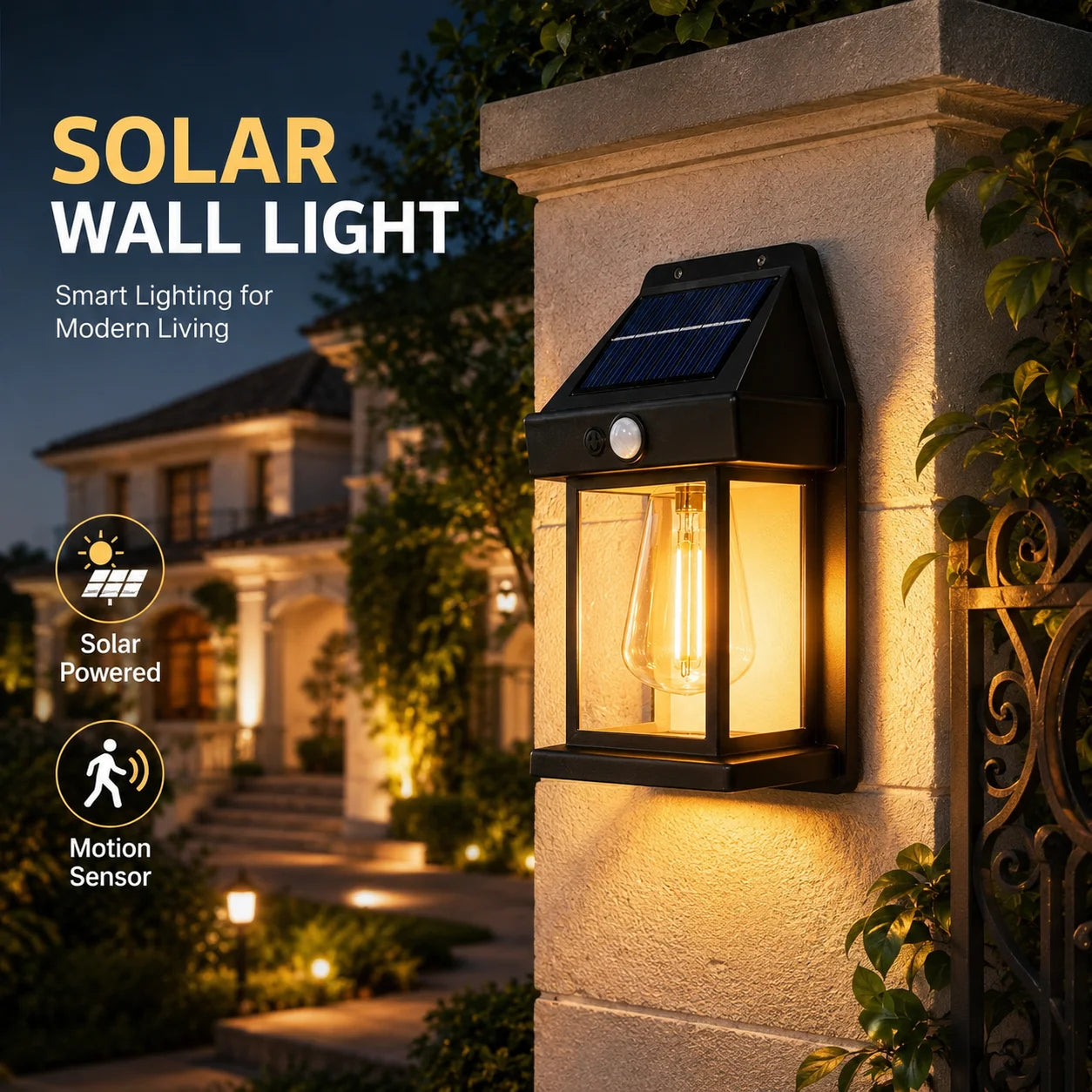 1/2/4/8Pack Solar Wall Lights Motion Sensor LED Lantern IP44 Waterproof Wall Mount Lamp Outdoor Courtyard Porch Deck Garden Yard Zpaxo