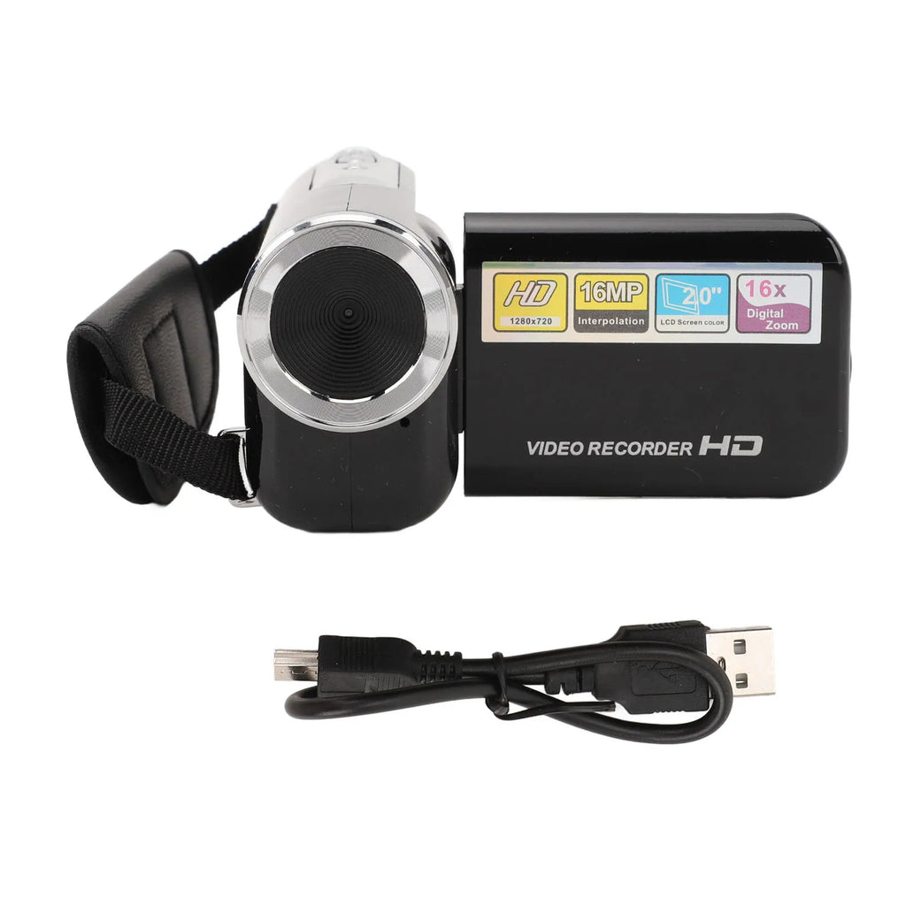 Camcorder 16MP 1080P 16X Digital Zoom Rotatable Screen Anti Shake USB