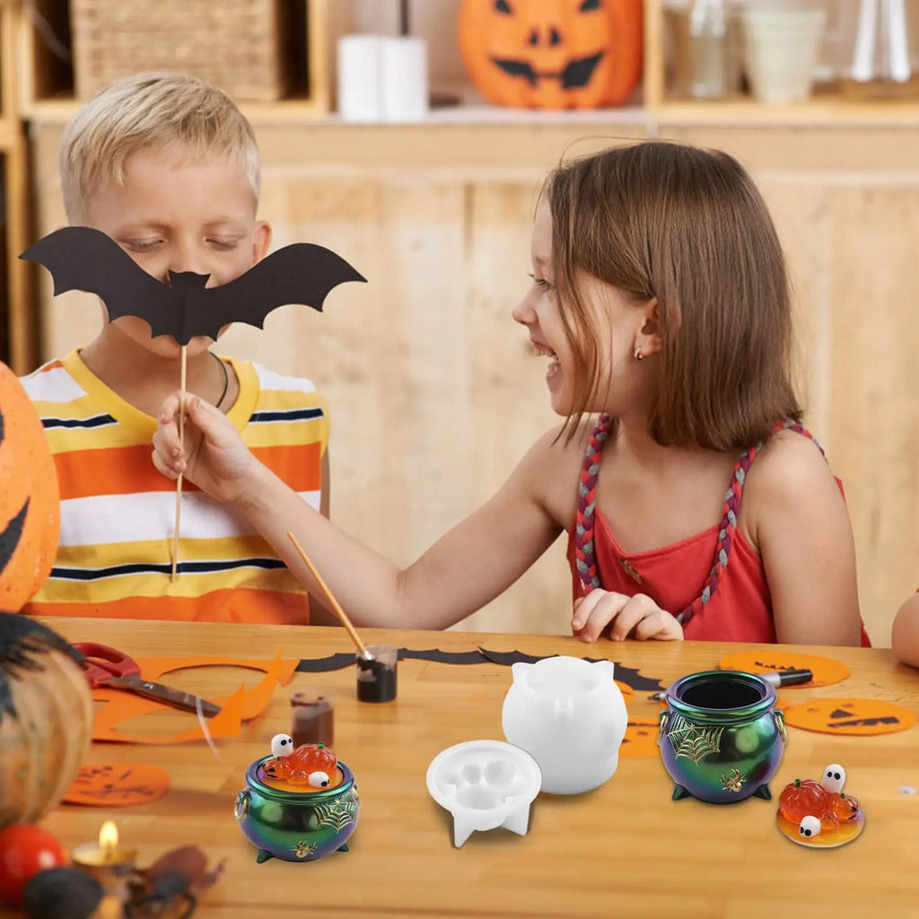 Halloween Cauldron Container DIY Epoxy Resin Mold Plaster Storage Box