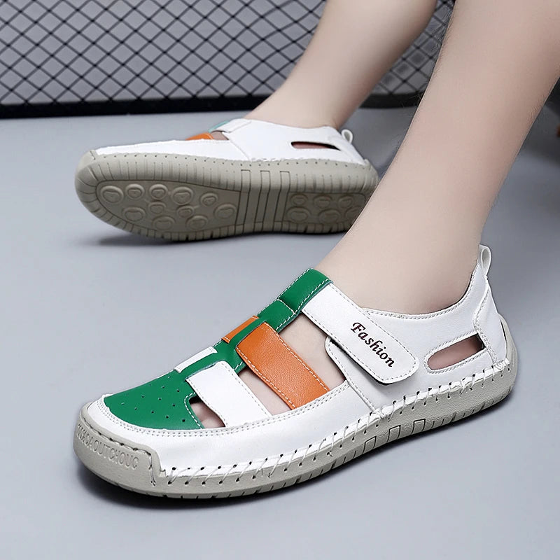 Summer Men Sandals Leather Mens Casual Shoes Outdoor Beach Roman Zpaxo