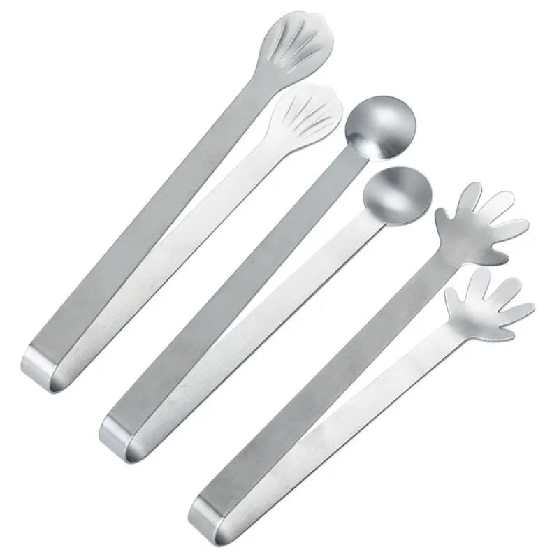 5PCS Stainless Steel Mini Creative Food Clip Small Palm Snack Cake Dim Sum Antiskid Food Kitchen Candy Snack Clip Zpaxo